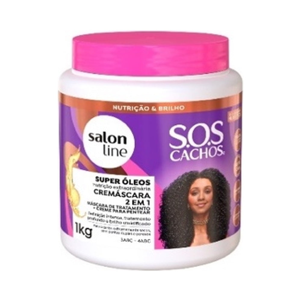 Salonline Curly Hair Product - SOS CREMASCARA CONDICIONANTE 2X1 SUPER OLEOS NUTRITIVO 1KG